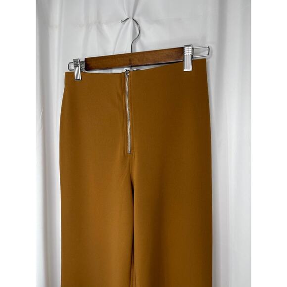 Forever 21 slacks pants trousers women's small brown mustard high waist zip frnt - Picture 2 of 12